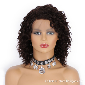 Aisi Beauty Cheap Vendor Short Bob Front Lace Wigs Curly Wave Brown 100% Brazilian Human Hair Lace Front Wigs For Black Women